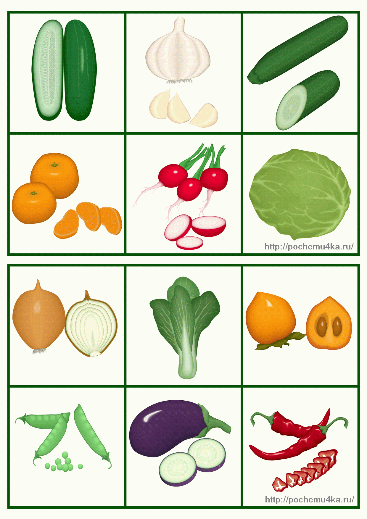 Карточки фрукты и овощи для детей