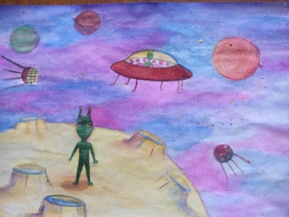 Дом на луне рисунок детский окружающий мир. Космический пейзаж для детей. Рисунок на тему космос. Рисование космос. Рисунок на космическую тему.