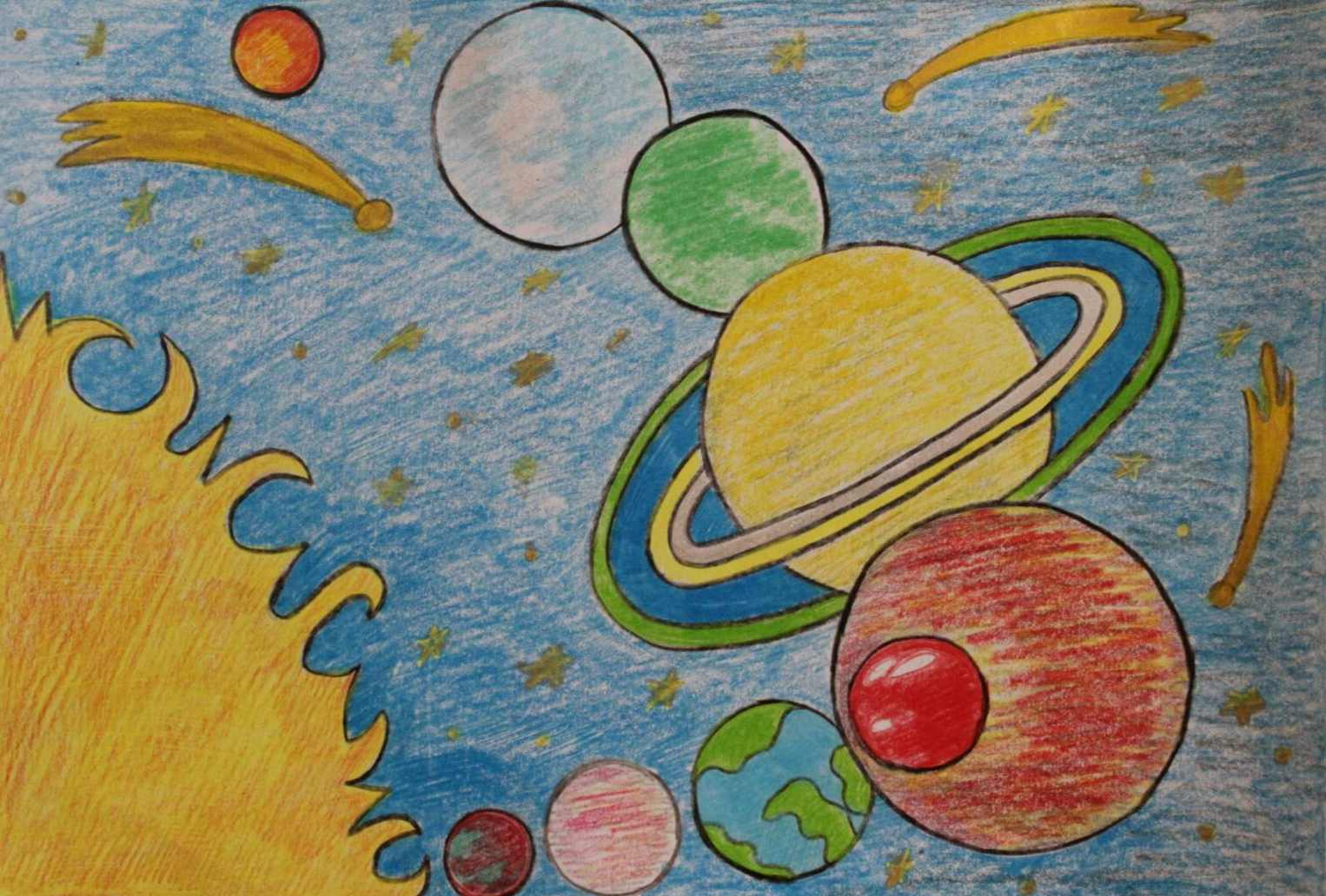 Рисуем космос карандашами. Рисунок на тему космос. Рисунок на космическую тему. Детские рисунки на тему космос. Космос рисунок для детей.