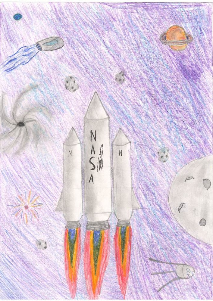 Первый полет в космос рисунок. Рисунок на тему космос. Рисунок на космическую тему. Рисунок на тему космонавтики. Рисование космос.