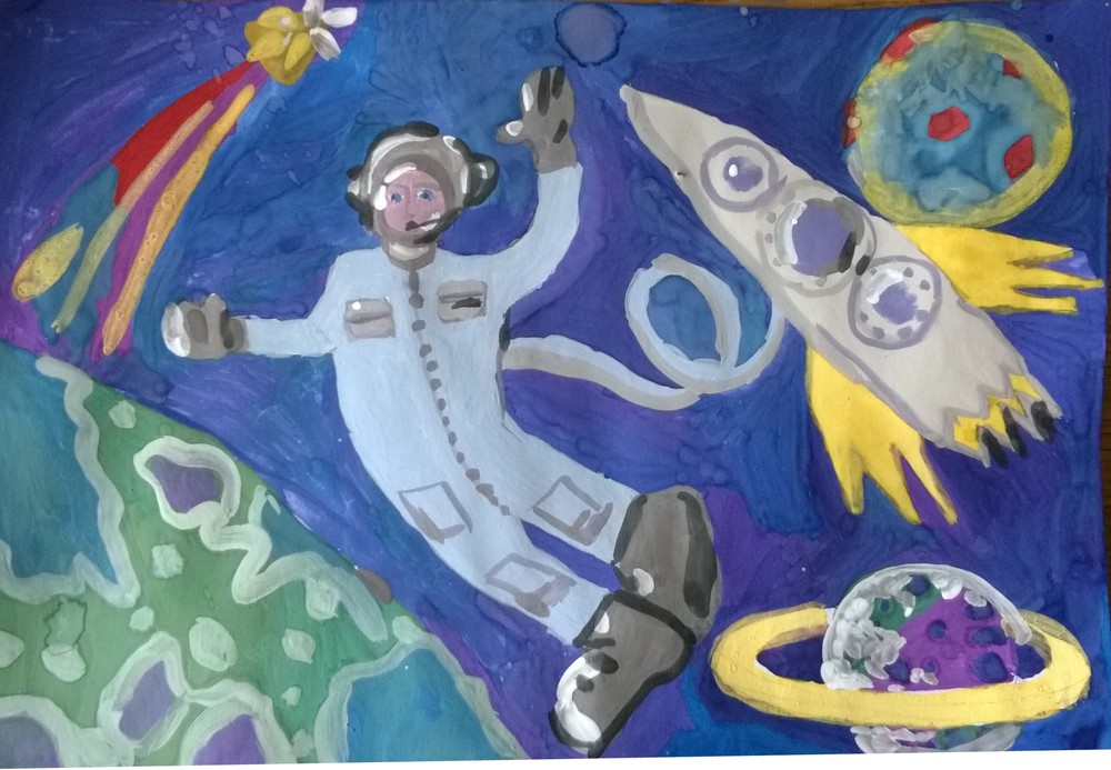 Рисунок на тему космонавтики 4 класс