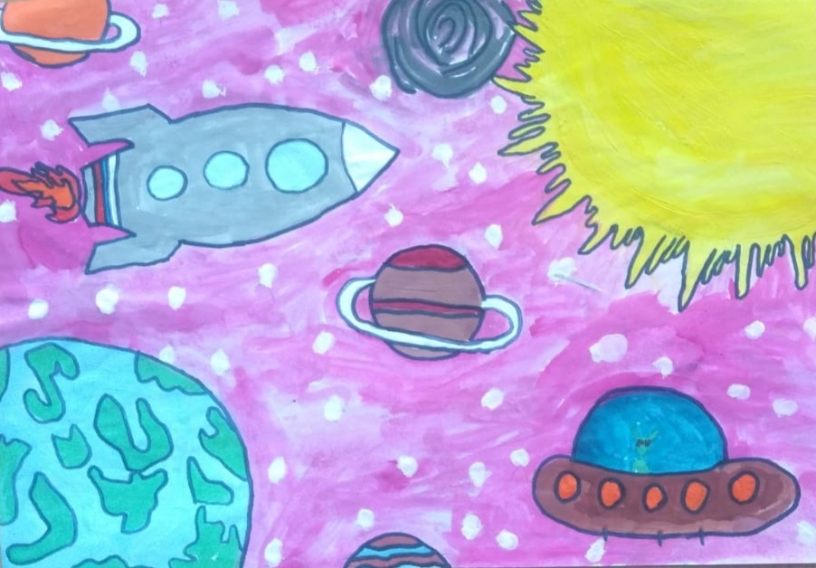Просторы космоса рисунки для детей. Космос рисунок. Космос рисунок для детей. Нарисовать космос. Рисунок космос легко.
