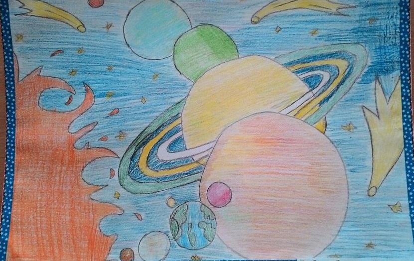 Рисунок планеты 5 класс. Рисование космос. Космические рисунки. Рисование космос карандашами. Космос рисунок для детей.