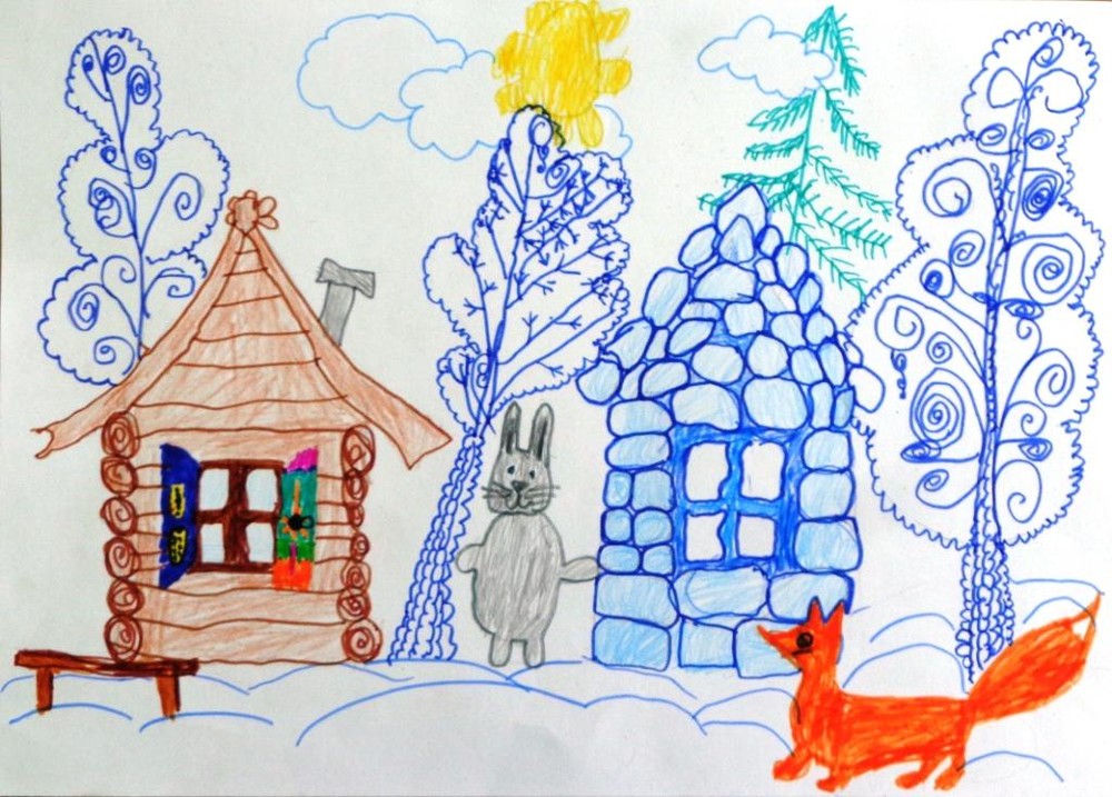 Дом сказка лиса. Рисование избушка Лубяная и Ледяная. Рисование зайчика избушка Лубяная у лисы Ледяная. Сказка о Лубяной избушке зайца. Рисование была у зайчика избушка Лубяная а у лисы Ледяная.