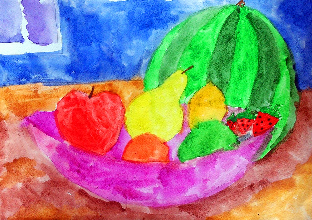 Тема урока фрукты. Натюрморт детский. Натюрморт с фруктами для детей. Рисование фруктов красками. Рисование натюрморта.