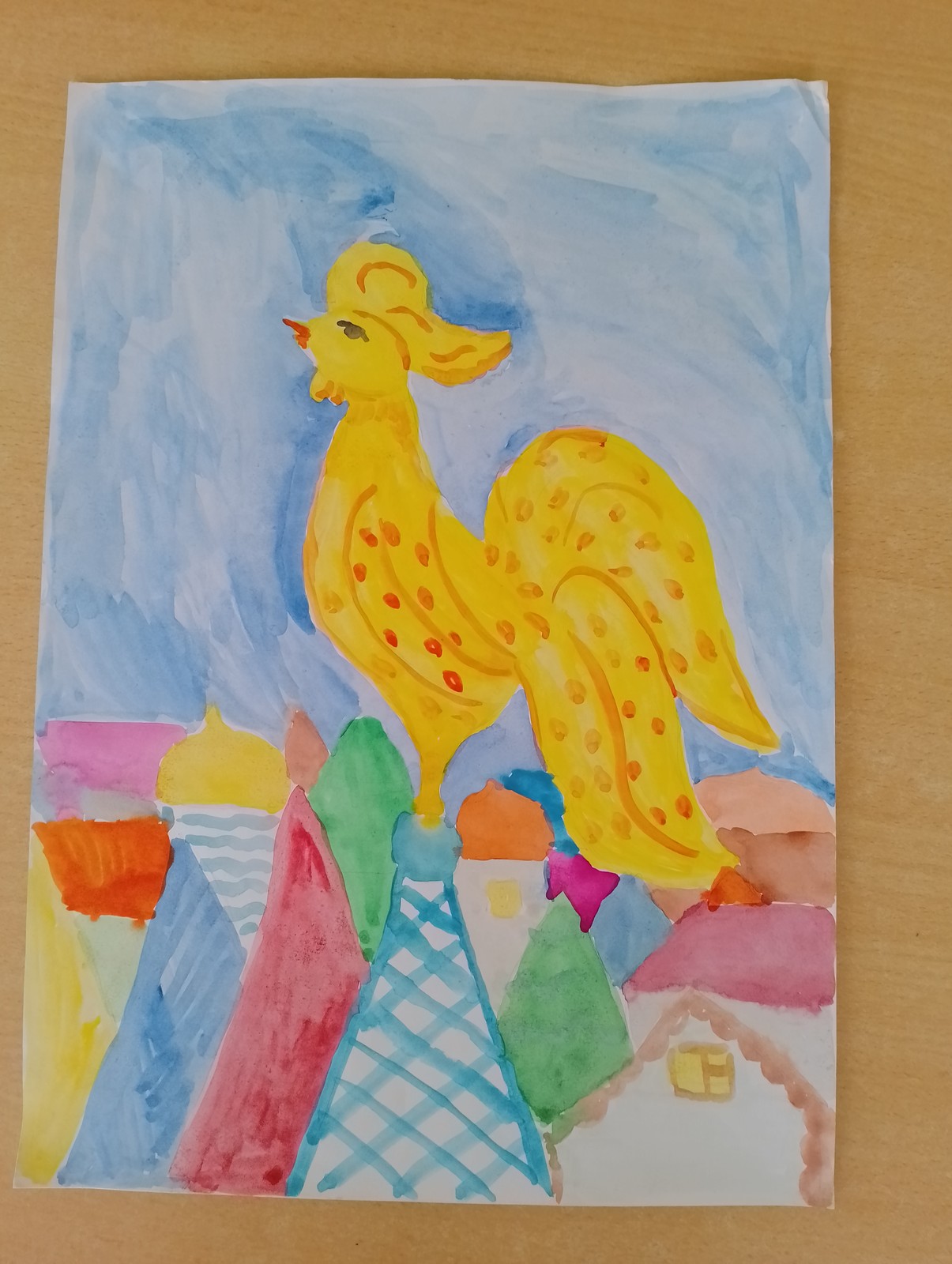 Детские рисунки к сказке о золотом петушке